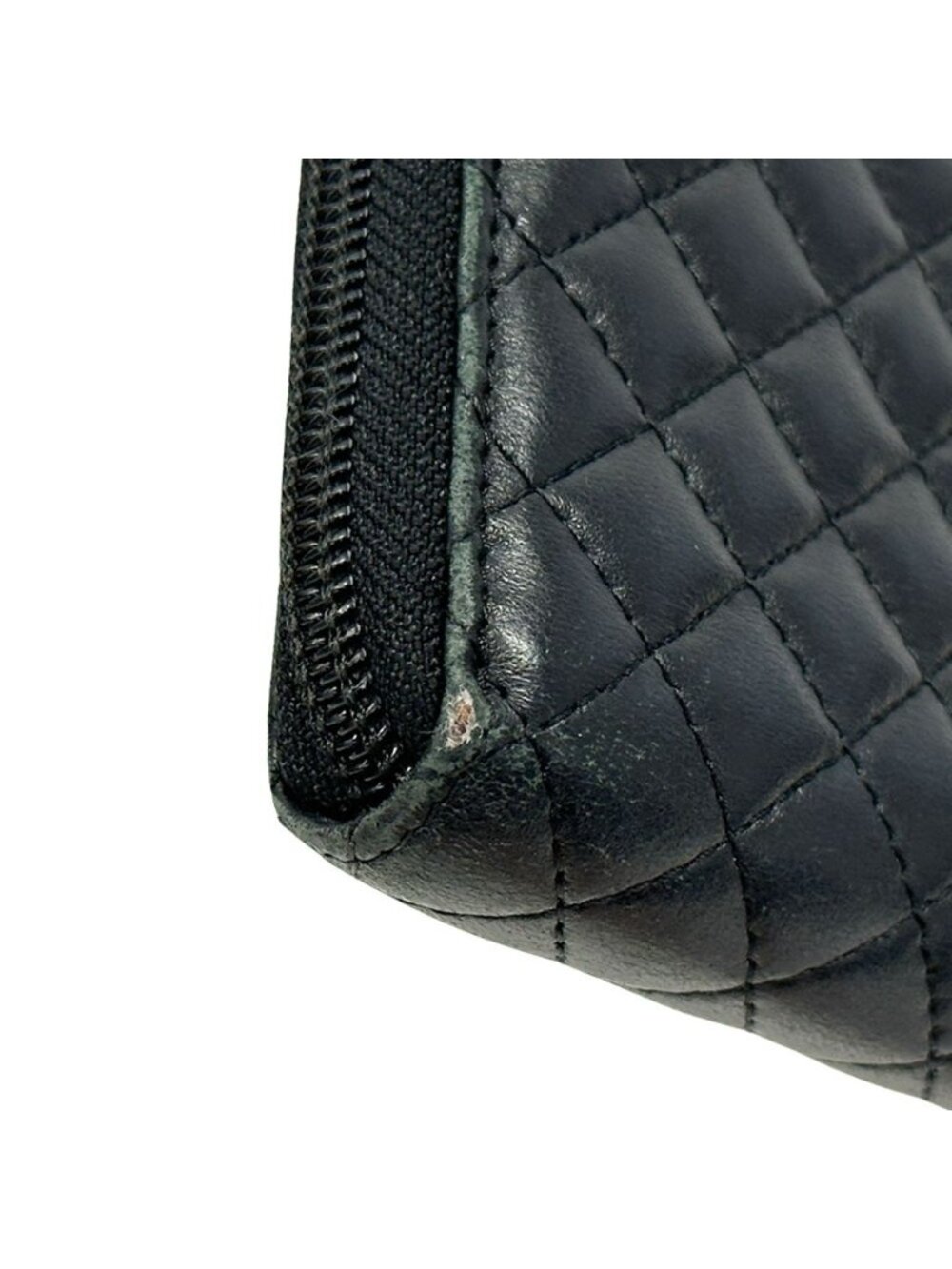 Chanel Wallet Micro Quilted Lambskin Black Gold Zip Around - Picture 8 of 15
